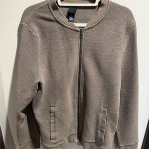 H&M Taupe Ribbed Zip Up Sweater Large